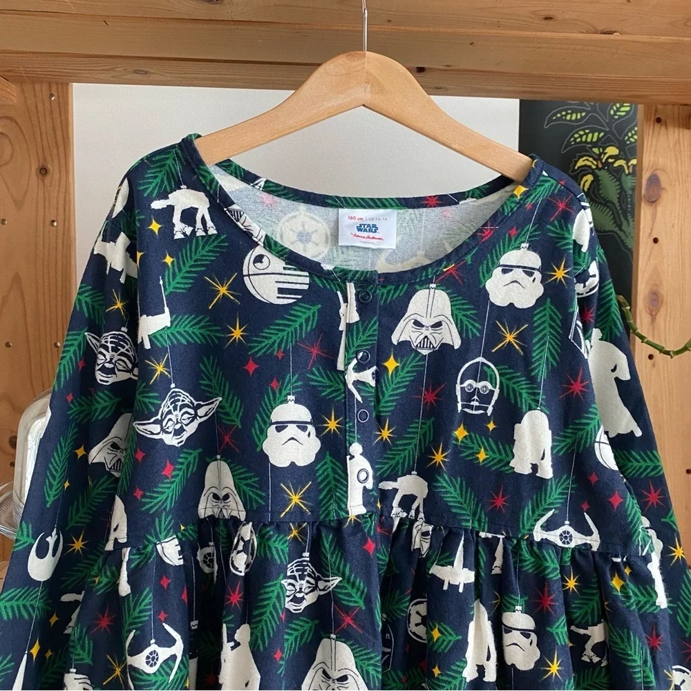 Hanna Andersson Star Wars Christmas Flannel Pajama Nightgown Dress 14